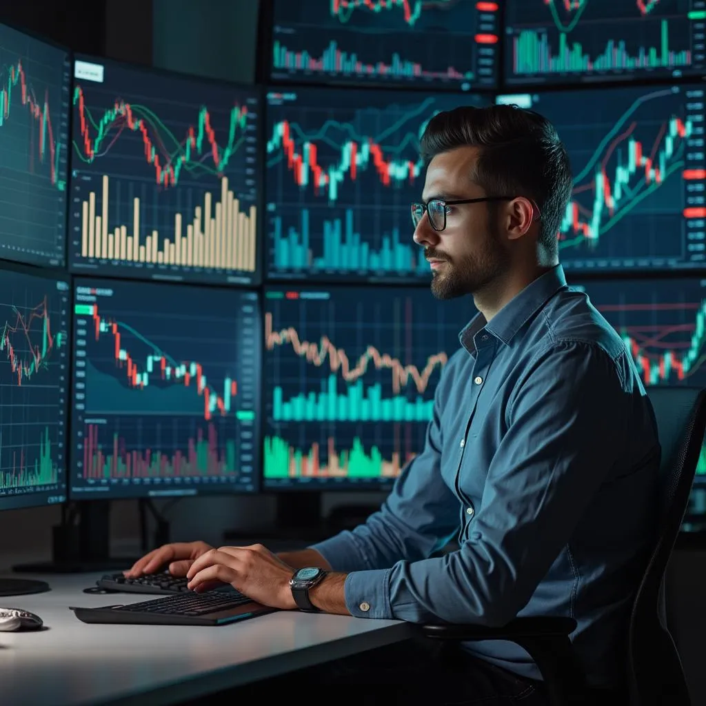 Analyste financier travaillant sur des données